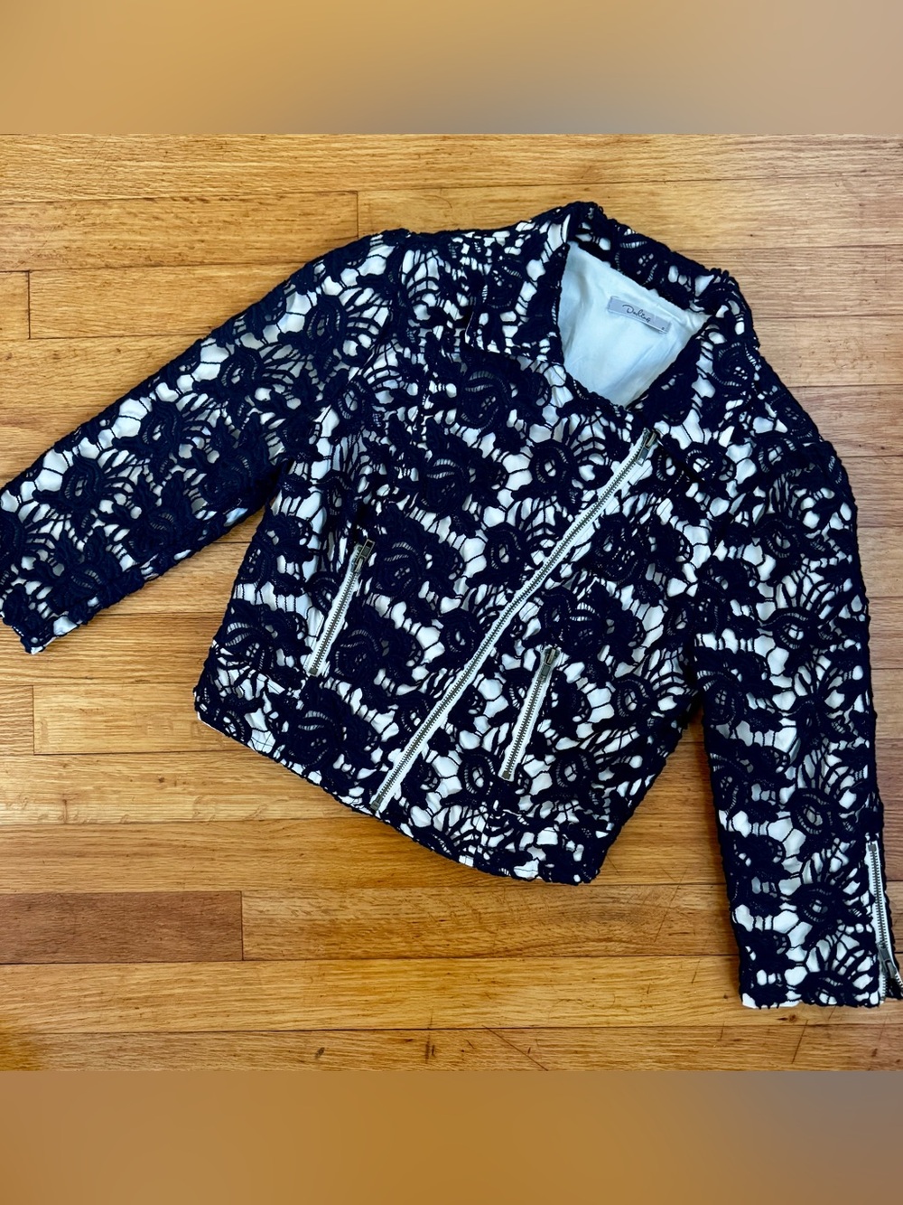 Darling Lace Woven Moto Jacket